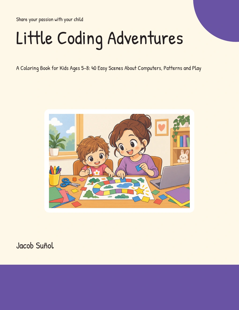 Little Coding Adventures cover: Arthur and his mother making a colorful board game at a table